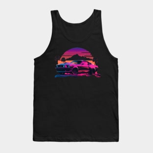 Ford Mustang Shelby synthwave sunset Tank Top